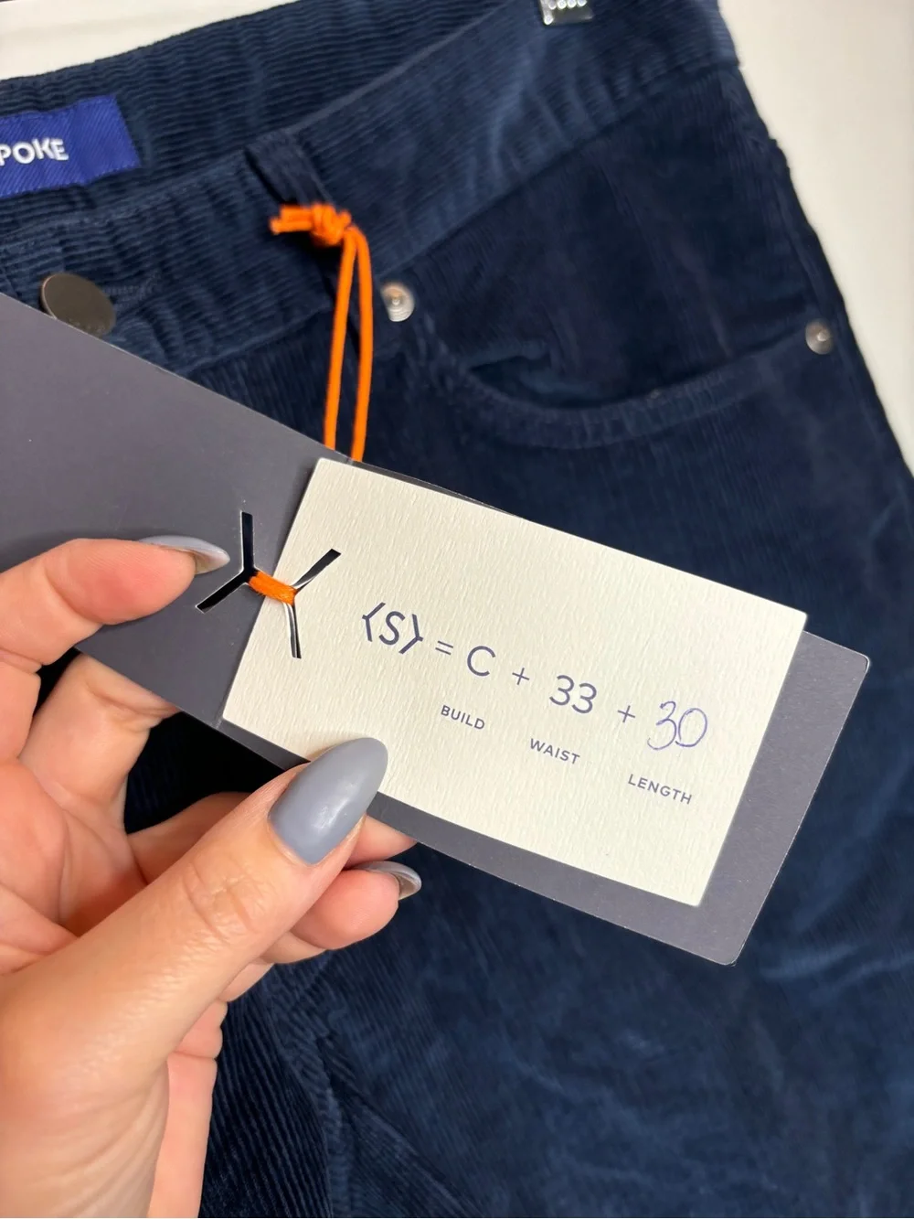 NWT Spoke Cord Fives The Autumn Original Trouser Size 33x30 Navy Cord